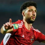 اللاعب وسام أبو علي مهاجم الأهلي ومنتخب فلسطين خلال مشاركته القارية